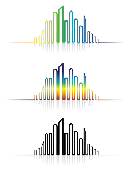 Illustration der farbenfrohen Stadtsilhouette. die Grafik — Stockvektor