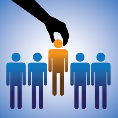 Concept illustration of hiring the best candidate. The graphic s clipart
