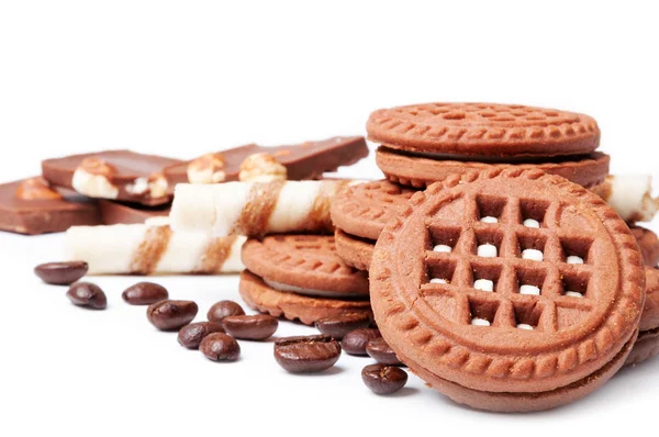 Biscuits, chocolat et café — Photo