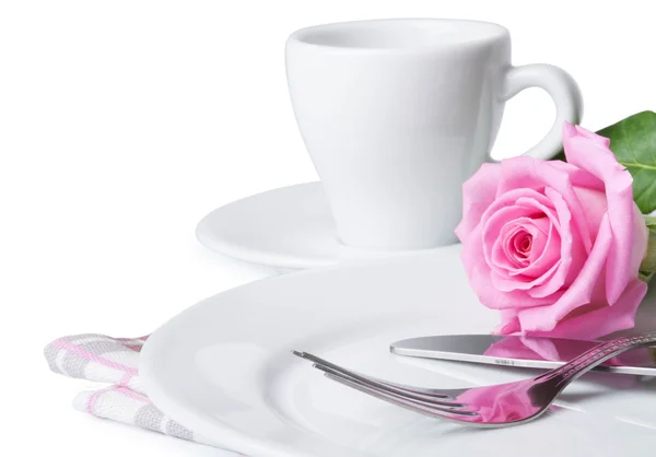 Rose and plate — Stock Photo, Image