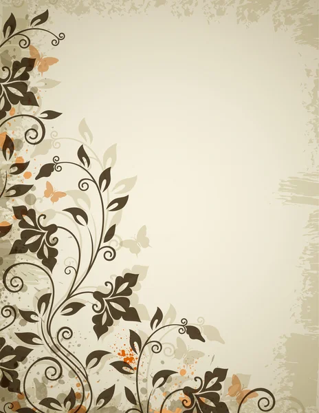 Fond floral avec des fleurs et des papillons — Image vectorielle