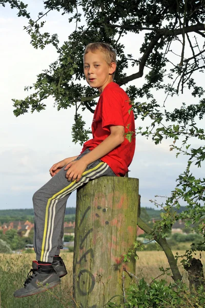 Nastoletni chłopiec w parku — Zdjęcie stockowe
