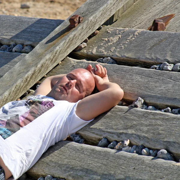 Man sun bathing — Stock Photo, Image