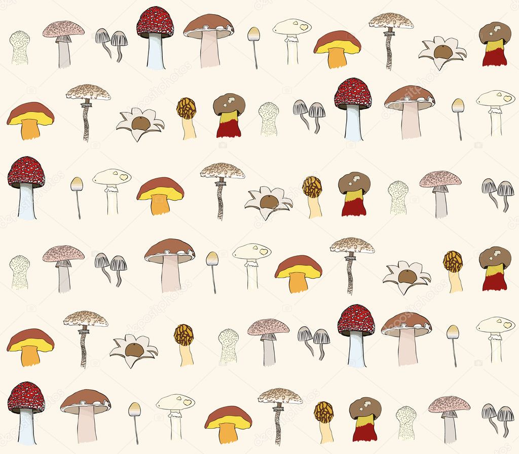 Seamless mushrooms pattern