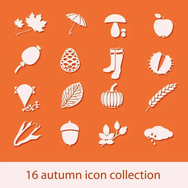Collezione di icone d'autunno — Vettoriale Stock