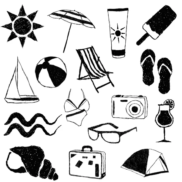 Collection de doodle d'été — Image vectorielle