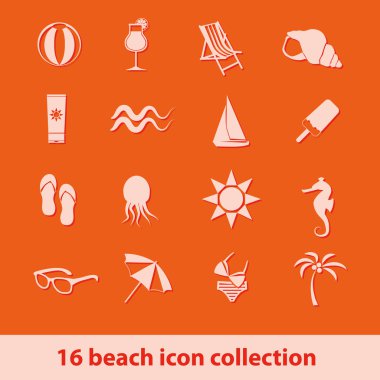 Beach icons clipart