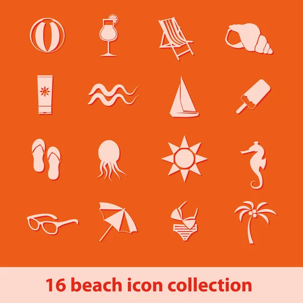 Icone da spiaggia — Vettoriale Stock