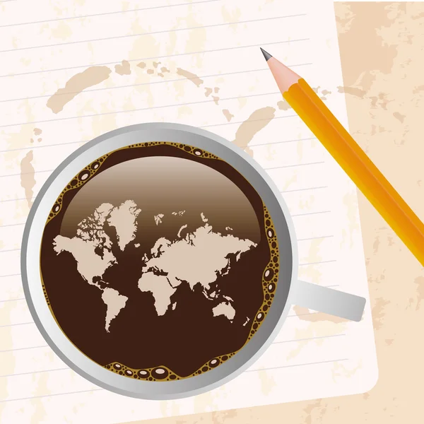 Káva s mapou — Stockový vektor