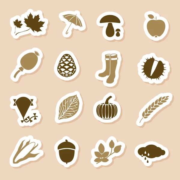 Autumn icon labels — Stock Vector