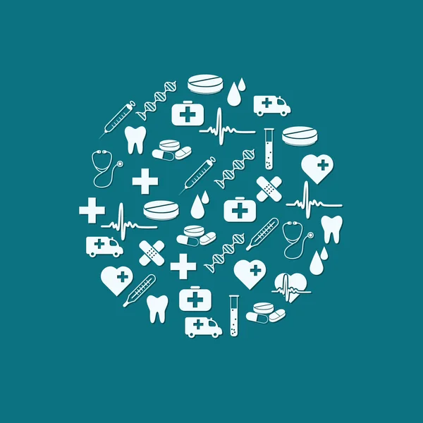 Icônes médicales en cercle — Image vectorielle
