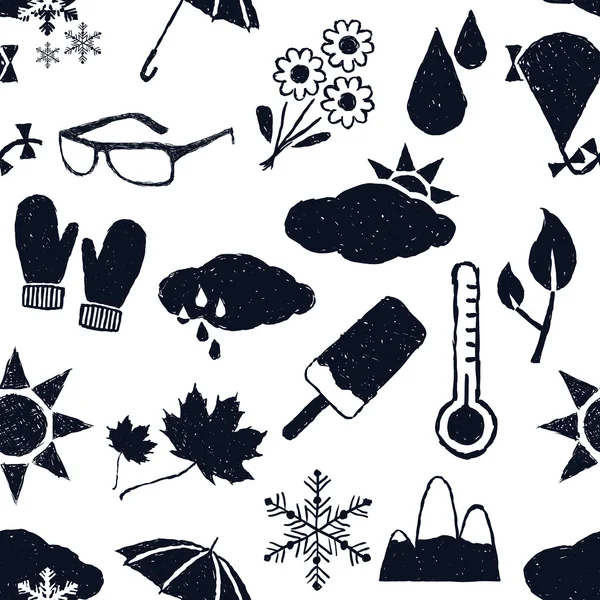 Modèle de doodle météo sans couture — Image vectorielle
