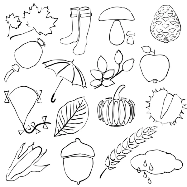 Doodle otoño imágenes — Vector de stock