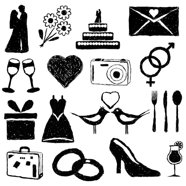 Doodle εικόνες του γάμου — Διανυσματικό Αρχείο