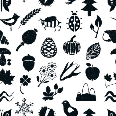 Doodle seamless nature pattern clipart