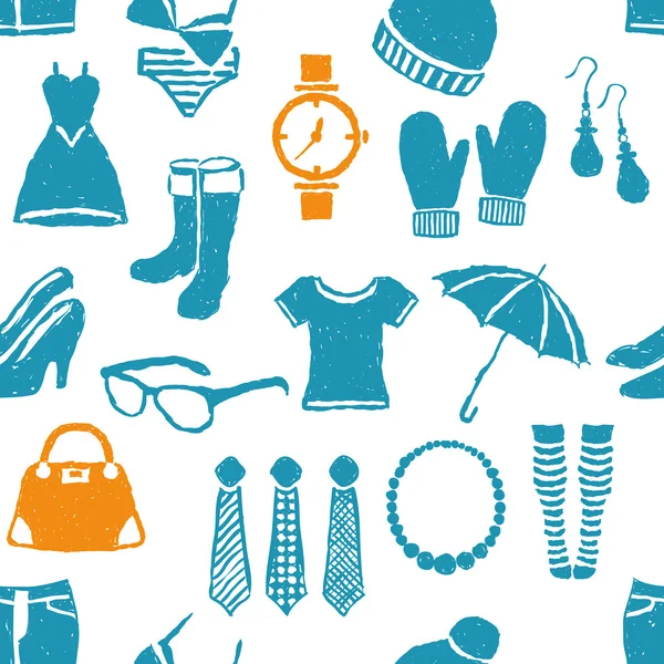 Seamless doodle fashion pattern — Stock Vector