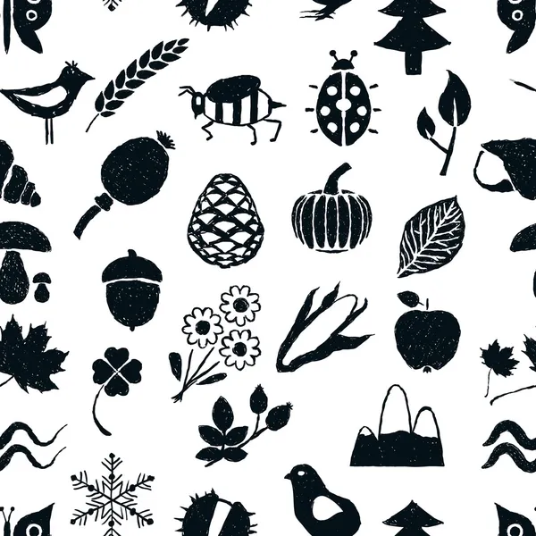 Doodle seamless nature pattern — Stockvector