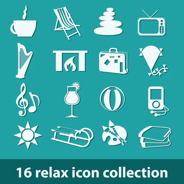 16 relaxar coleção ícone — Vetor de Stock