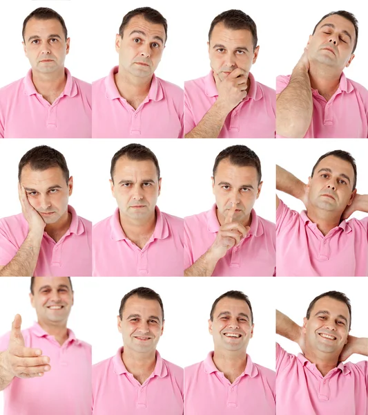 Ritratto maschile diverse espressioni facciali — Foto Stock