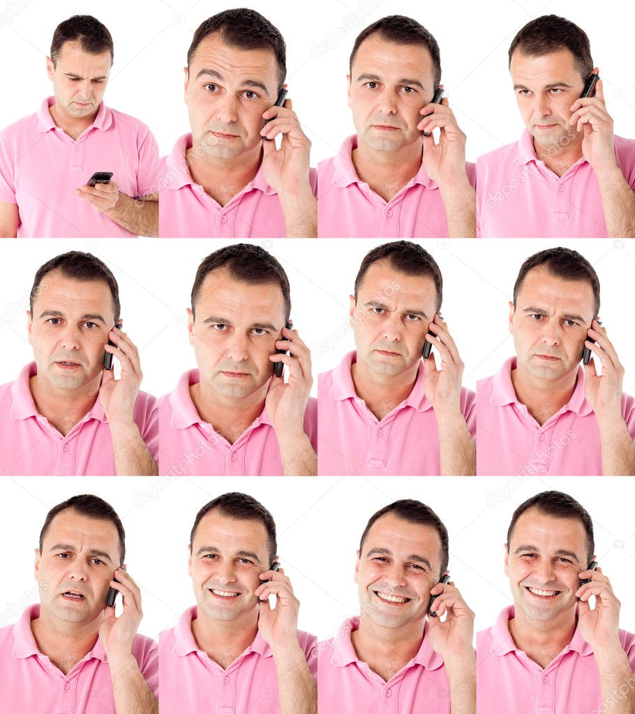 Male expressions on the phone