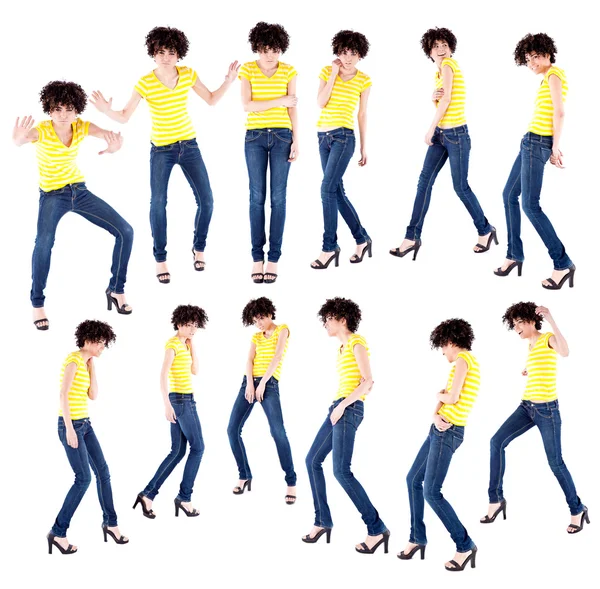 stock image Young woman dancing in multiple images