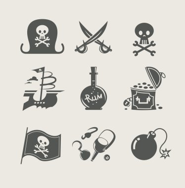 Pirates accessory set of icon clipart