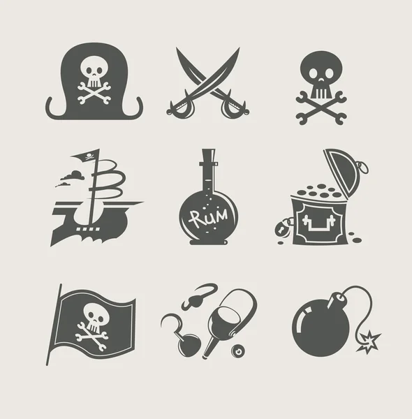Piráti příslušenství sada ikon — Stockový vektor