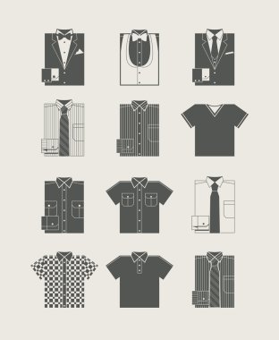 Menswear. Icon set. clipart