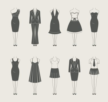 Female clothes set icon clipart