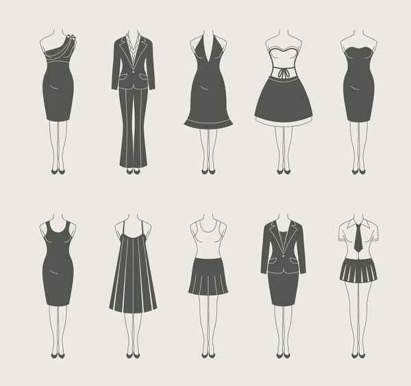 Kvinnliga kläder som ikon — Stock vektor