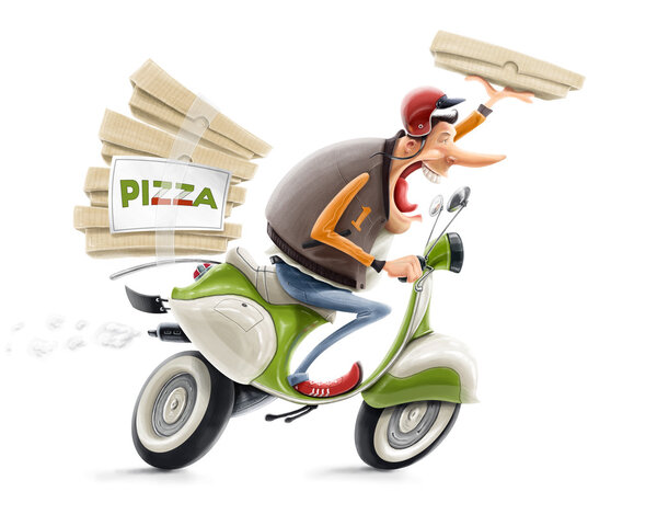 Man delivering pizza on bicycle