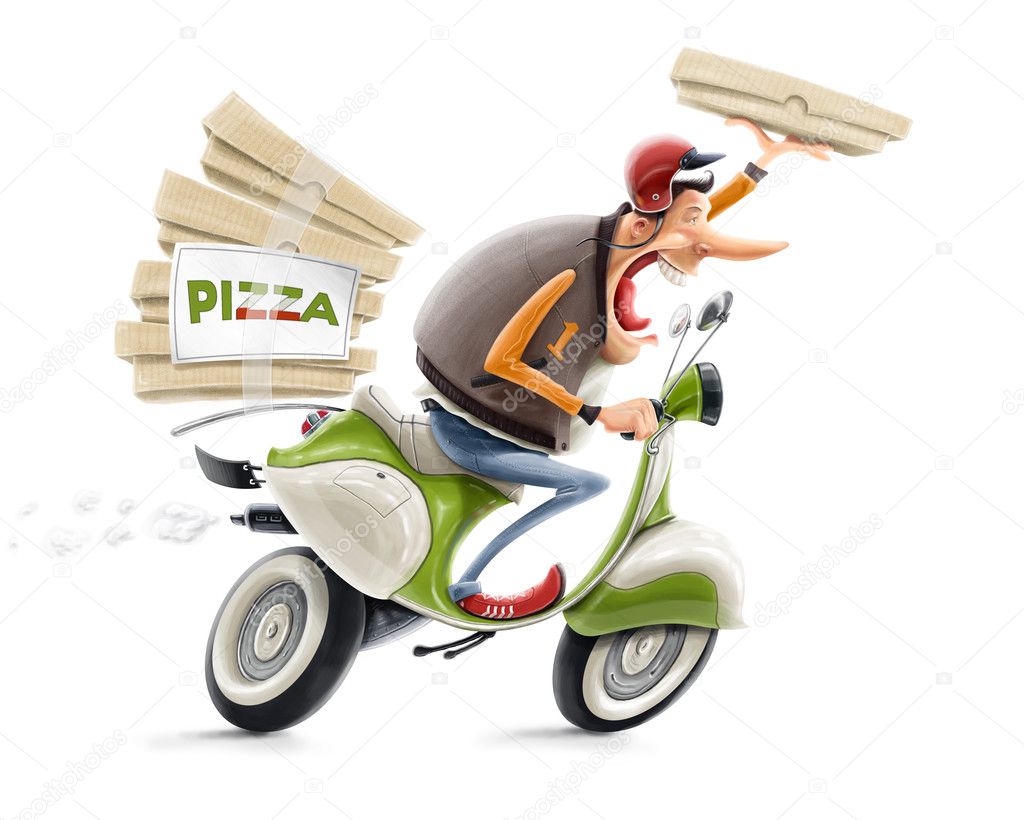 Man delivering pizza on bicycle