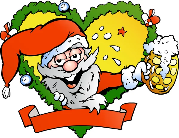 Illustration vectorielle dessinée à la main d'un Père Noël ivre — Image vectorielle