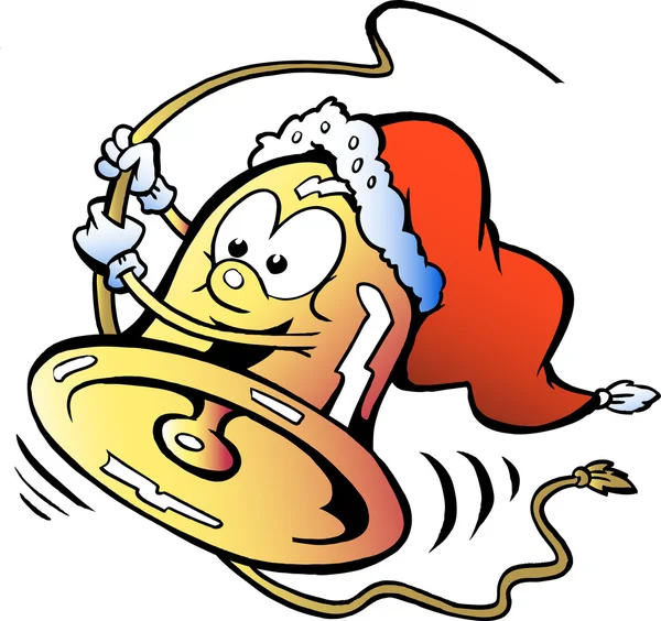Illustration vectorielle dessinée à la main d'une cloche de Noël joyeuse et oscillante — Image vectorielle