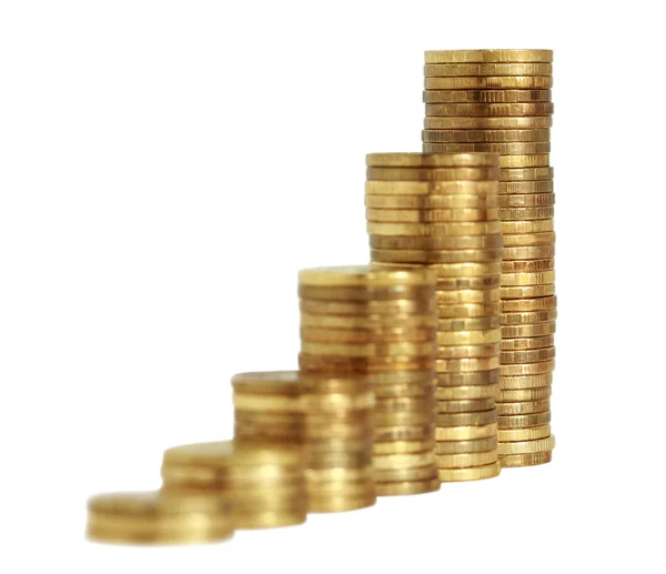 व्यापार चार्ट स्वर्ण सिक्कों से बनाया जाता है — स्टॉक फ़ोटो, इमेज