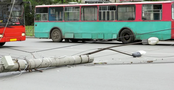 stock image Lamppost, which fell on the road
