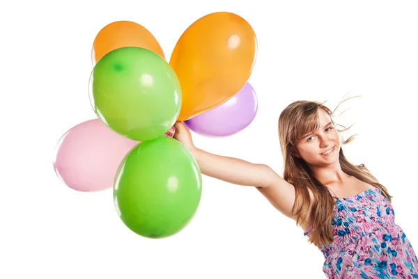 Teenage girl playing with balloons — Stock Photo, Image