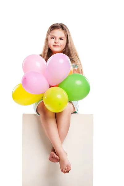 Isolated picture from little girl with balloons — Stock Photo, Image