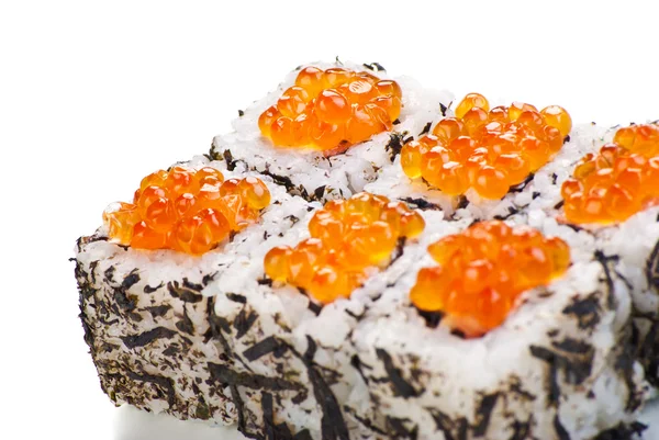 Sushi japonés con caviar sobre fondo blanco —  Fotos de Stock