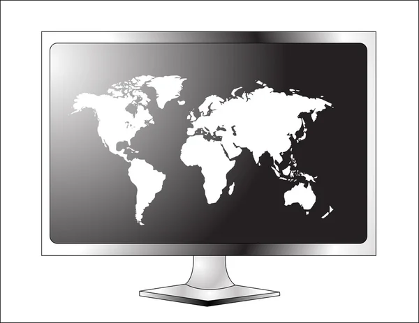 TV LCD de plasma con mapa del mundo —  Fotos de Stock