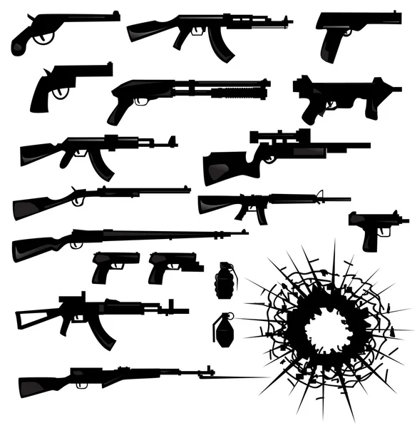 Colección de siluetas de armas — Foto de Stock