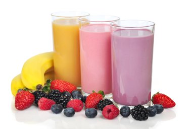 Three glasses of smoothies clipart