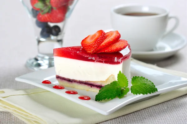 stock image Piece of strawberry cheesecake