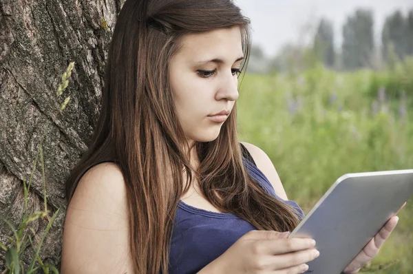 Girl with touch pad — Stock Photo, Image