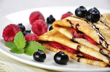 Pancakes with raspberries clipart