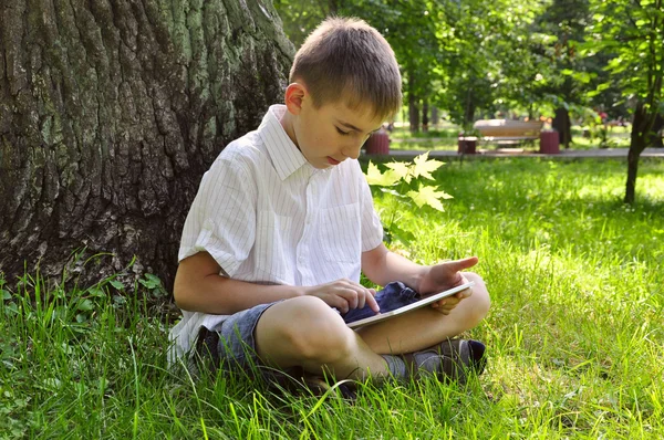 Chłopiec przy użyciu komputera typu tablet — Zdjęcie stockowe