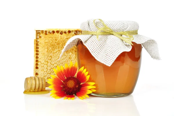 stock image Sweet honey in glass jar