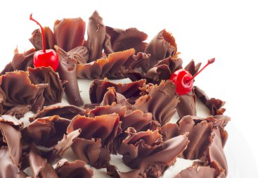 Çikolatalı kek black forest, üzerinde beyaz izole