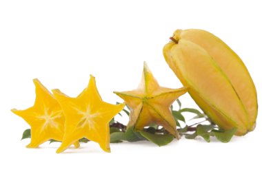 starfruit, carambola beyaz zemin üzerine izole