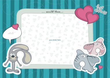 Photo frame with animals clipart